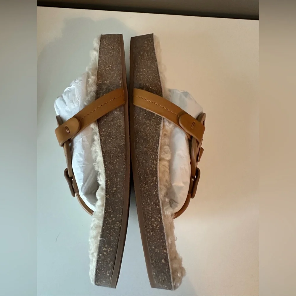 NEW! TORY BURCH Miller Cloud Shearling Logo Slide Sandals - Picture 4 of 8
